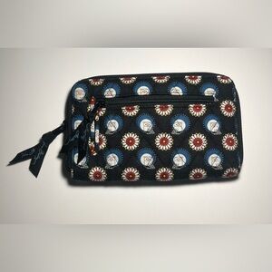 Vera Bradley Night Owl Zip Around Travel Wallet/purse Fabric New 8 X 5 Inches